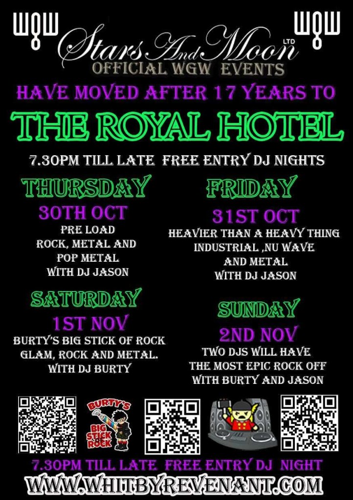 Free Alternative DJ Nights at The Royal Hotel Whitby Goth Weekend